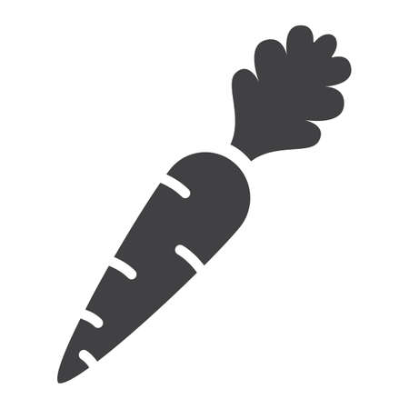 Carrot solid icon, vegetable and diet, vector graphics, a glyph pattern on a white background, eps 10.のイラスト素材