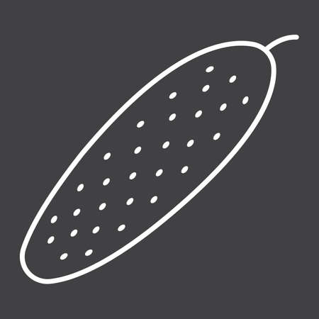 Cucumber line icon, vegetable and diet, vector graphics, a linear pattern on a black background, eps 10.のイラスト素材