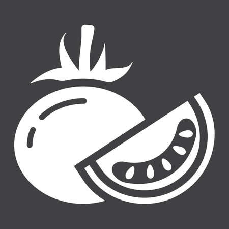 Tomato solid icon, vegetable and diet, vector graphics, a glyph pattern on a black background, eps 10.のイラスト素材