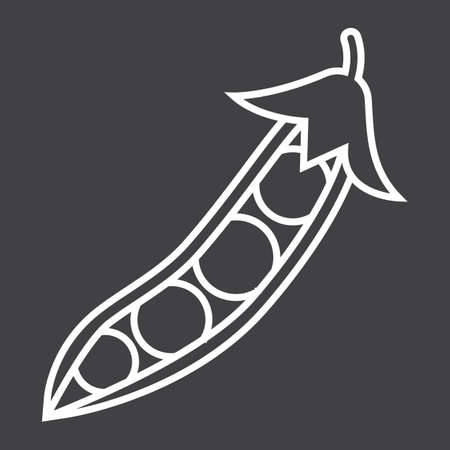 Peas line icon, vegetable and diet, vector graphics, a linear pattern on a black background, eps 10.のイラスト素材