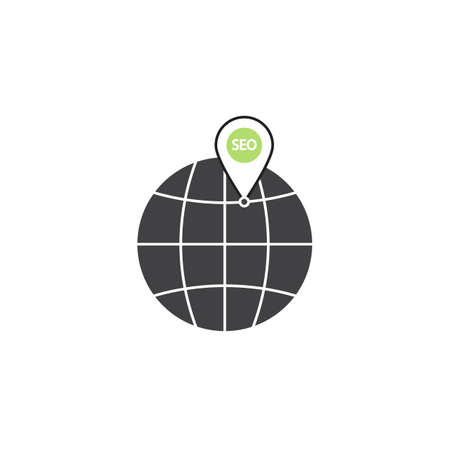 Local seo symbol, globe with linear colorful icon, pictogram on a white background, vector illustrationのイラスト素材