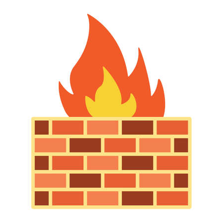 Firewall flat icon, security and brick wall, vector graphics, a colorful solid pattern on a white background, eps 10.のイラスト素材