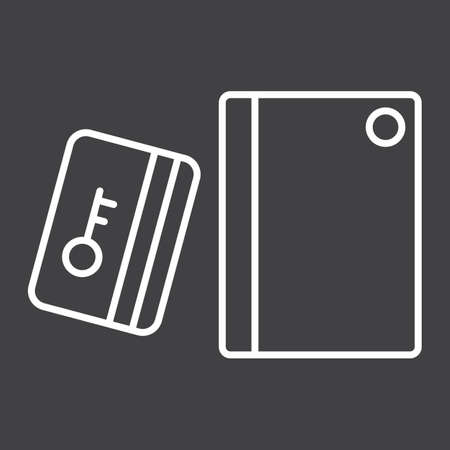 Swipe Card Reader With Keypad line icon, security access and electronic lock, vector graphics a linear pattern on a black background, eps 10.のイラスト素材