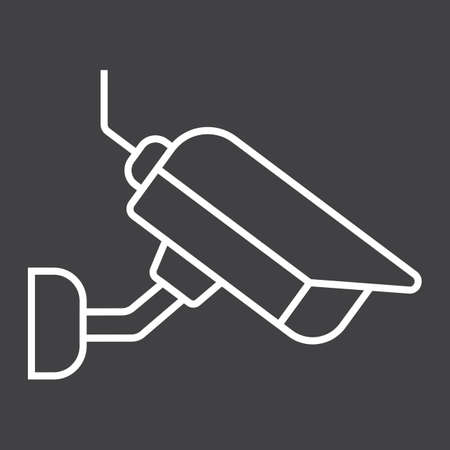 Surveilance camera line icon, security and cctv, vector graphics, a linear pattern on a black background, eps 10.のイラスト素材