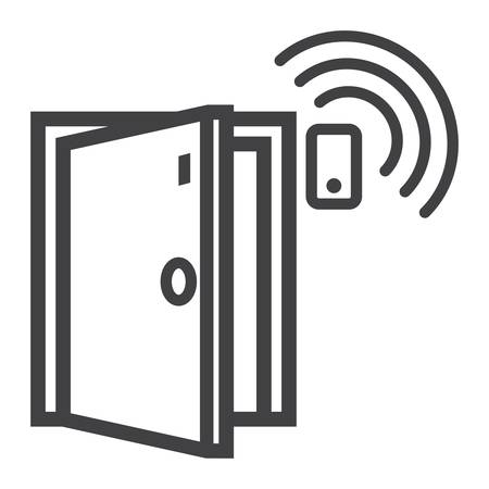 Door sensor line icon, security and alarm, vector graphics, a linear pattern on a white background, eps 10.のイラスト素材