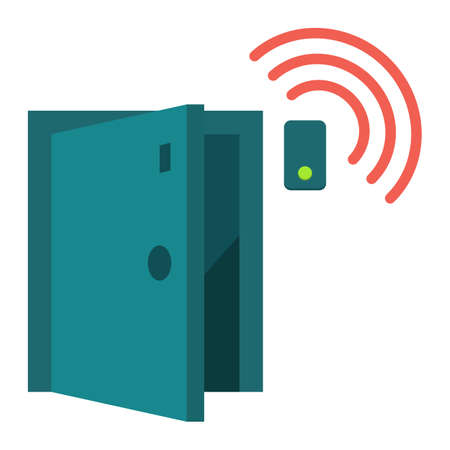Door sensor flat icon, security and alarm, vector graphics, a colorful solid pattern on a white background, eps 10.のイラスト素材