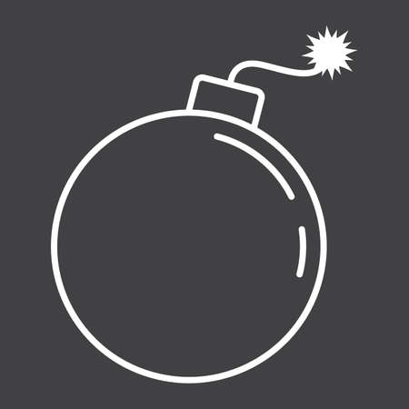 Bomb line icon, dynamite and danger, vector graphics, a linear pattern on a black background, eps 10.のイラスト素材