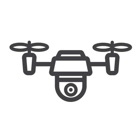 Drone line icon, fly and copter, vector graphics, a linear pattern on a white background, eps 10.のイラスト素材