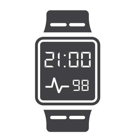 Smart watch solid icon, gadget and device, vector graphics, a glyph pattern on a white background, eps 10.のイラスト素材