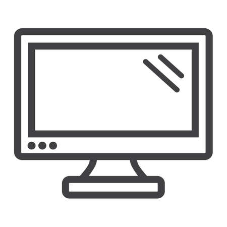 Computer monitor line icon, screen and device, vector graphics, a linear pattern on a white background, eps 10.のイラスト素材