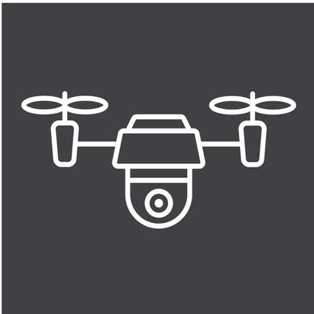 Drone line icon, fly and copter, vector graphics, a linear pattern on a black background, eps 10.のイラスト素材
