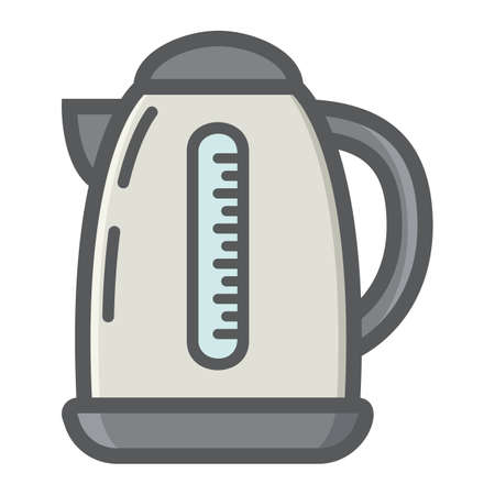 Electric Kettle colorful line icon, kitchen and appliance, vector graphics, a linear pattern on a white background, eps 10.のイラスト素材