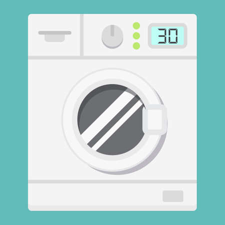 Washing machine flat icon, household and appliance, vector graphics, a colorful solid pattern on a white background, eps 10.のイラスト素材