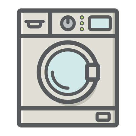 Washing machine colorful line icon, household and appliance, vector graphics, a filled pattern on a white background, eps 10.のイラスト素材