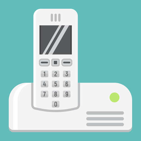 Wireless telephone flat icon, household and appliance, vector graphics, a colorful solid pattern on a white background, eps 10.のイラスト素材