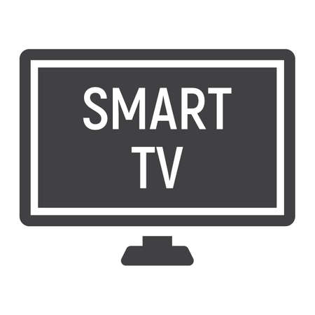 Smart TV solid icon, household and appliance, vector graphics, a glyph pattern on a white background, eps 10.のイラスト素材