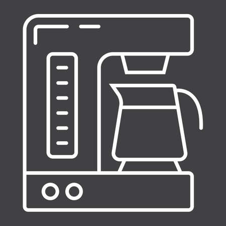 Coffee maker line icon, kitchen and appliance, vector graphics, a linear pattern on a black background, eps 10.のイラスト素材