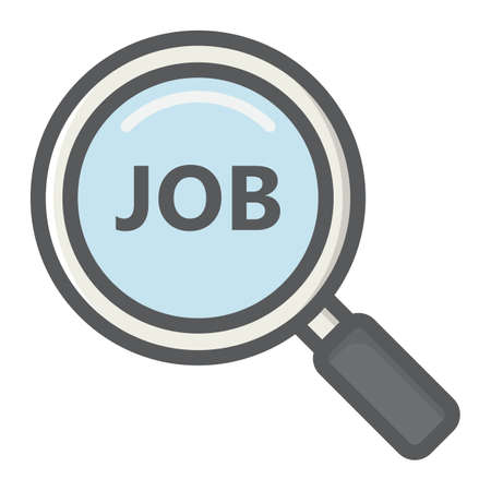 Search job colorful line icon, business and magnifying, vector graphics, a filled pattern on a white background, eps 10.のイラスト素材