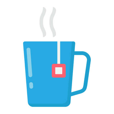 Mug of tea flat icon, business and breakfast, vector graphics, a colorful solid pattern on a white background, eps 10.のイラスト素材