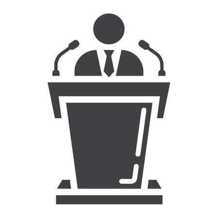 Speaker solid icon, business and tribune, vector graphics, a glyph pattern on a white background, eps 10.のイラスト素材