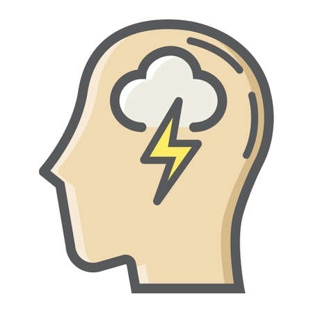 Brainstorm colorful line icon, business and idea, vector graphics, a filled pattern on a white background, eps 10.のイラスト素材