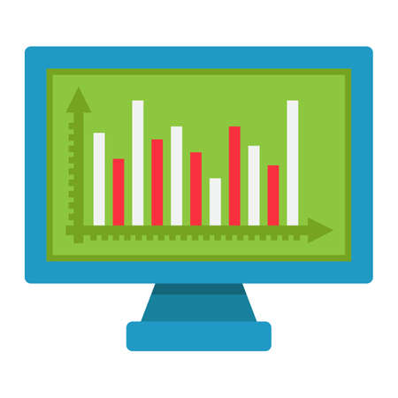 Monitor chart flat icon, business and graph, vector graphics, a colorful solid pattern on a white background, eps 10.のイラスト素材