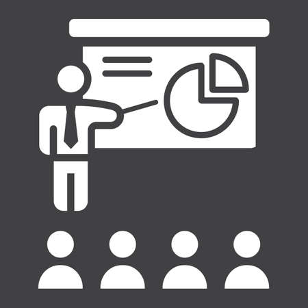 Training presentation solid icon, business and teacher, vector graphics, a glyph pattern on a black background, eps 10.のイラスト素材