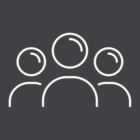 Team line icon, business and group, vector graphics, a linear pattern on a black background, eps 10.のイラスト素材
