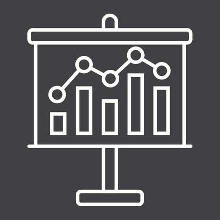 Business growing chart on board line icon, business and presentation, vector graphics, a black pattern on a white background, eps 10.のイラスト素材
