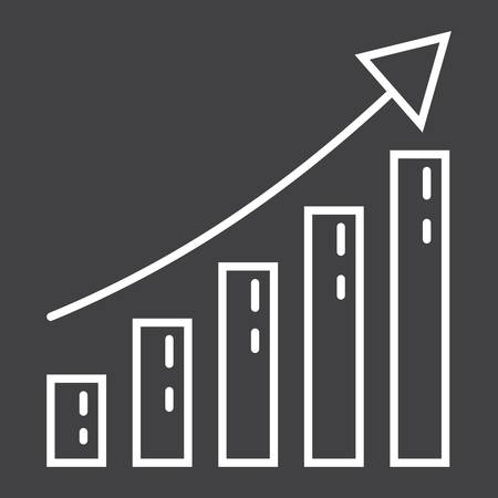 Business growth line icon, business and financial, vector graphics, a linear pattern on a black background, eps 10.のイラスト素材