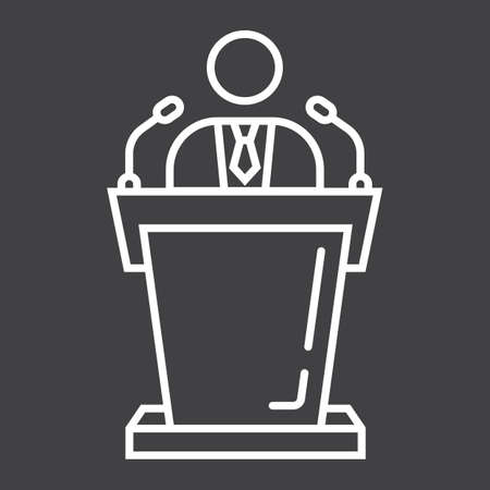 Speaker line icon, business and tribune, vector graphics, a linear pattern on a black background, eps 10.のイラスト素材