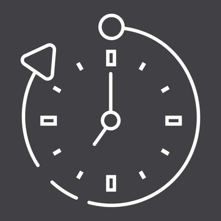 Overtime line icon, business and clock, vector graphics, a linear pattern on a black background, eps 10.の写真素材