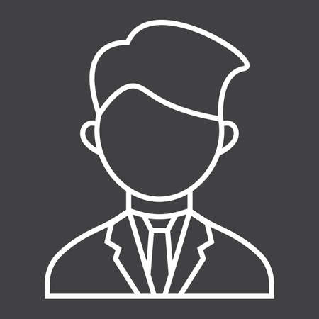 Businessman line icon, business and person, vector graphics, a linear pattern on a black background, eps 10.のイラスト素材