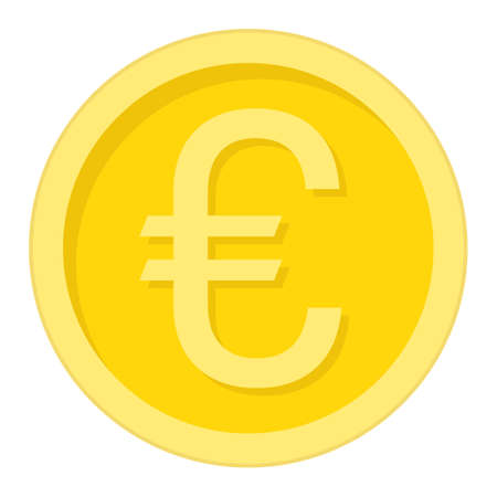 Coin euro flat icon, business and finance, money sign vector graphics, a colorful solid pattern on a white background, eps 10.のイラスト素材