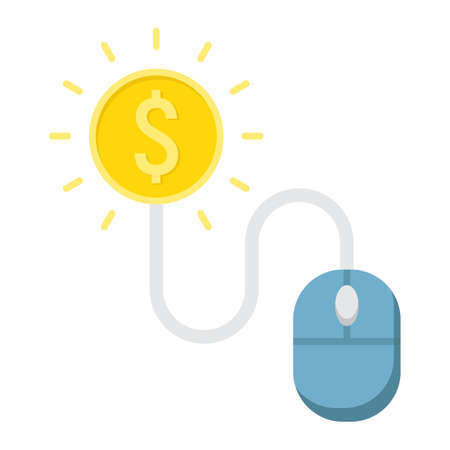 Pay per click flat icon, seo and development, mouse sign vector graphics, a colorful solid pattern on a white background, eps 10.のイラスト素材