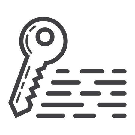 Keywords line icon, seo and development, key sign vector graphics, a linear pattern on a white background.のイラスト素材