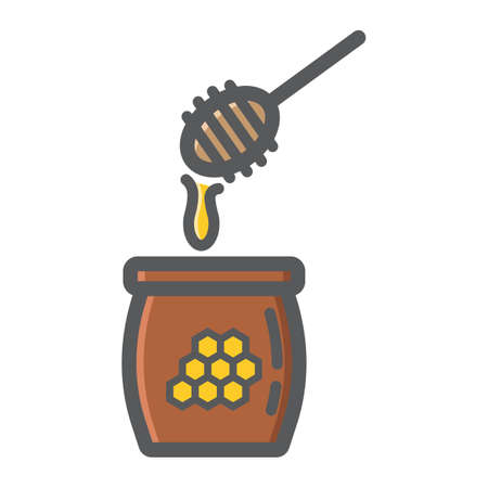 Honey ladle filled outline icon, food and drink, beehive sign vector graphics, a colorful line pattern on a white background, eps 10.のイラスト素材