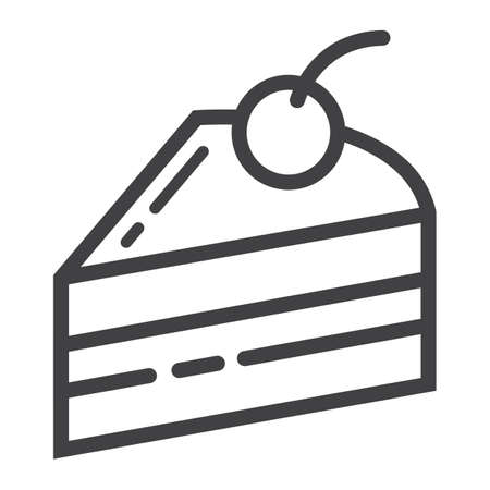 Piece of cake line icon, food and drink, sweet sign vector graphics, a linear pattern on a white background.のイラスト素材
