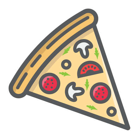Pizza slice filled outline icon, food and drink, fast food sign vector graphics, a colorful line pattern on a white background, eps 10.のイラスト素材