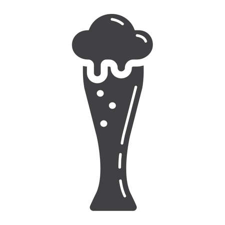 Beer glass glyph icon, food and drink, alcohol sign vector graphics, a solid pattern on a white background, eps 10.のイラスト素材