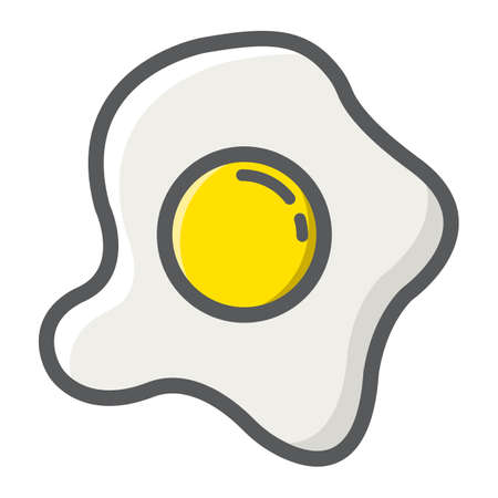 Scrambled eggs filled outline icon, food and drink, omelette sign vector graphics, a colorful line pattern on a white background, eps 10.のイラスト素材