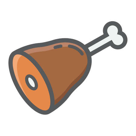Leg of ham filled outline icon, food and drink, meat sign vector graphics, a colorful line pattern on a white background, eps 10.のイラスト素材