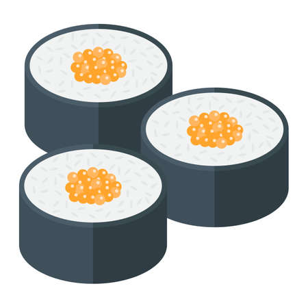 Sushi flat icon, food and drink, japanese rolls sign vector graphics, a colorful solid pattern on a white background, eps 10.のイラスト素材