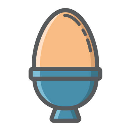 Boiled egg in eggcup filled outline icon, food and drink, breakfast sign vector graphics, a colorful line pattern on a white background, eps 10.のイラスト素材