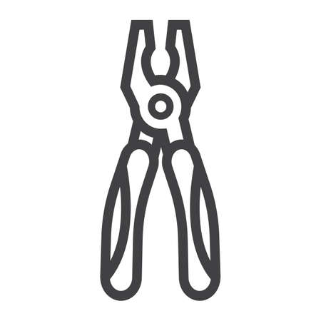 Pliers line icon, build and repair, tool sign vector graphics, a linear pattern on a white background, eps 10.のイラスト素材