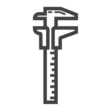 Vernier caliper line icon, build and repair, sliding scale sign graphics, a linear pattern on a white , .のイラスト素材