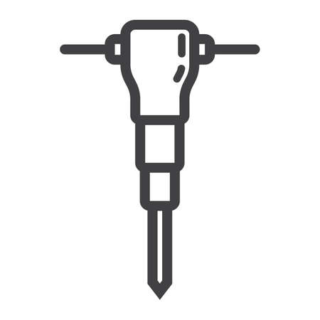Construction jackhammer line icon, linear pattern on a white background eps 10.のイラスト素材