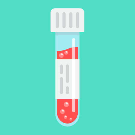 Blood test flat icon, medicine and healthcare, test tube sign vector graphics, a colorful solid pattern on a cyan background, eps 10.のイラスト素材