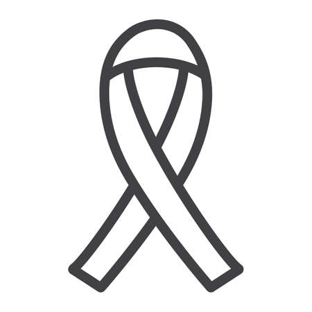AIDS ribbon line icon, medicine and healthcare, charity sign vector graphics, a linear pattern on a white background, eps 10.のイラスト素材