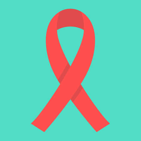 AIDS ribbon flat icon, medicine and healthcare, charity sign vector graphics, a colorful solid pattern on a cyan background, eps 10.のイラスト素材